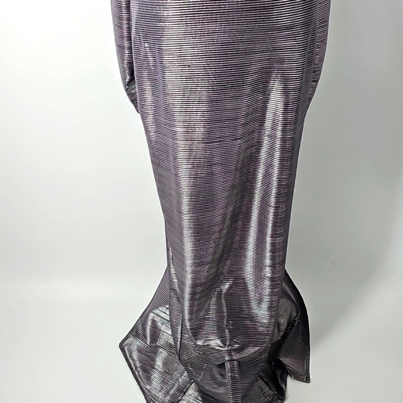 Free People Mila Silver Metallic Textured Open Back Mock Turtleneck Maxi Sz:L - Picture 4 of 13